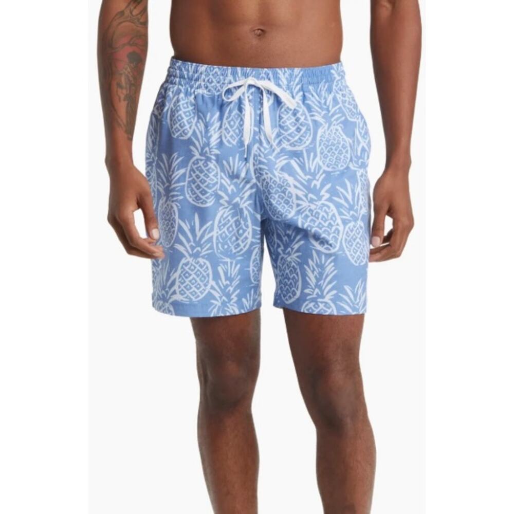Chubbies Mens Thighnapples Blue White Lined Large Swim Trunks Beach Swim Stretch